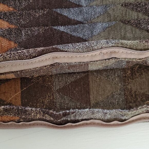 SET OF 3 CHENILLE GEOMETRIC PILLOW COVERS ZIPPER BROWN TAUPE ORANGE GOLD 20" - Picture 4 of 4